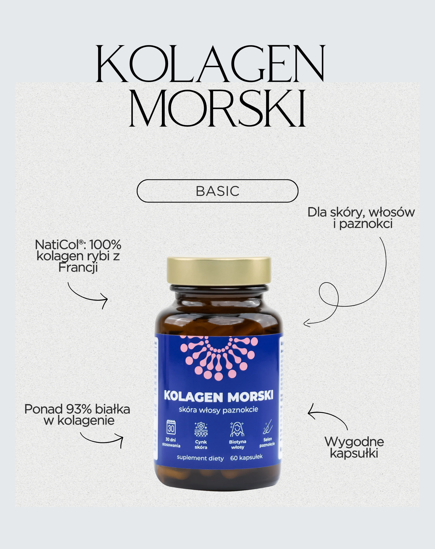 Mořský kolagen Doplněk stravy kůže vlasy nehty - Noble Health