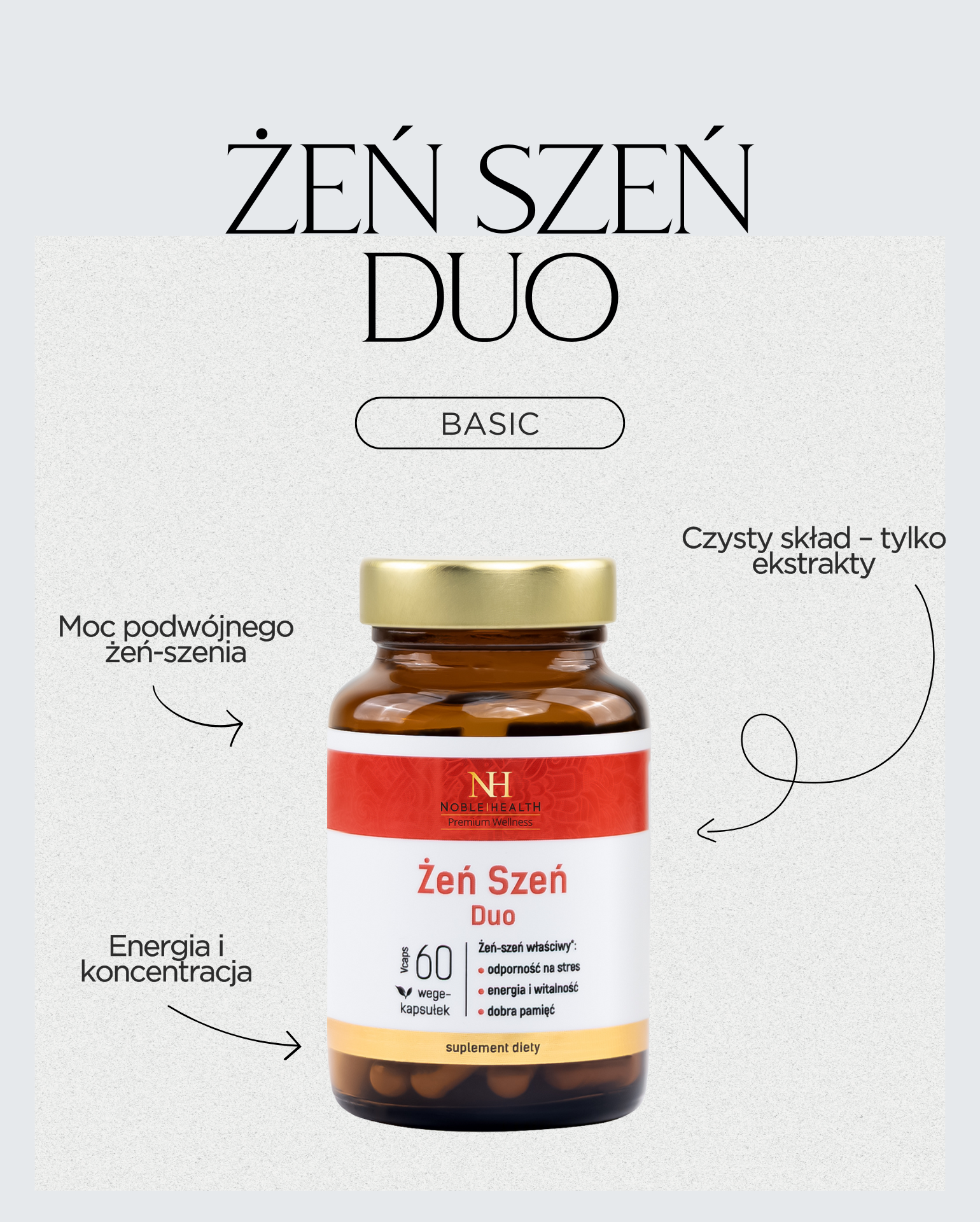 Ženšen Duo Noble Health Podporuje energii vitality libida