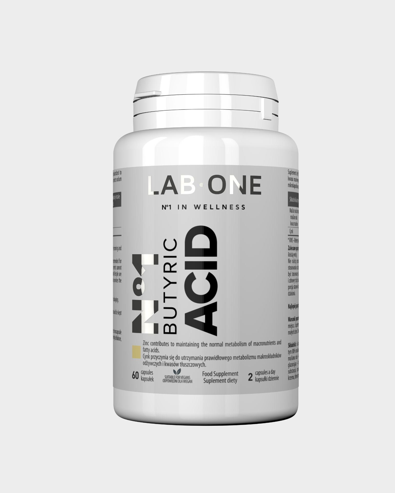 LAB ONE KYSELINA MÁSELNÁ BUTYRATE SODNÁ Střevní trávení IBS 60 kapslí kyselina máselná