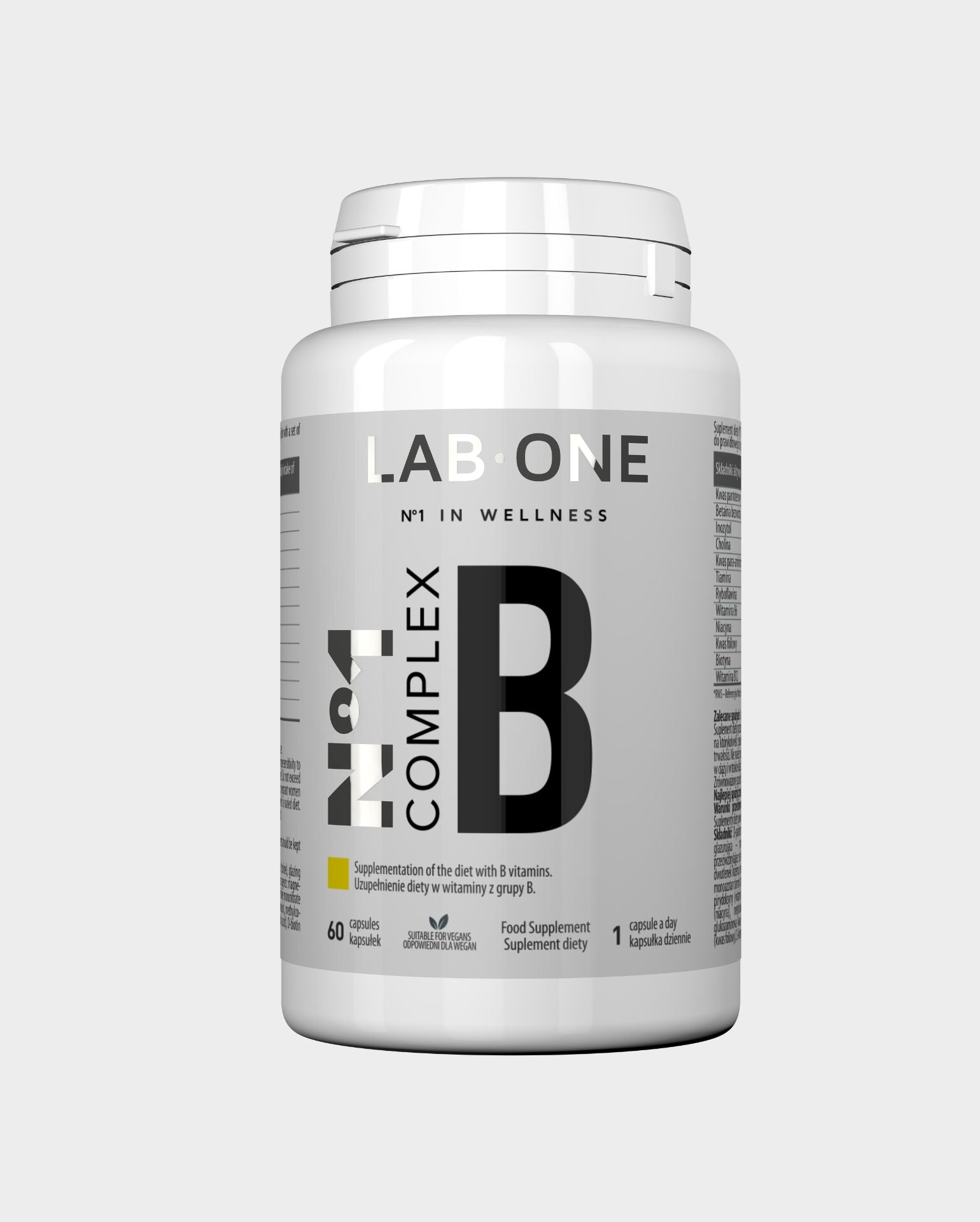 LAB ONE COMPLEX B Vitamínový komplex B1 B2 B3 B5 B6 B7 B9 B12 Thiamin Niacin