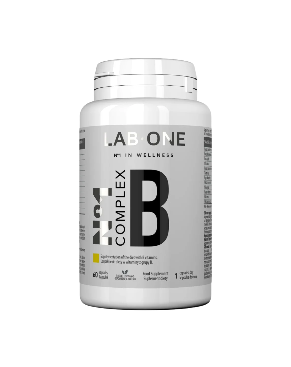 LAB ONE COMPLEX B Vitamínový komplex B1 B2 B3 B5 B6 B7 B9 B12 Thiamin Niacin